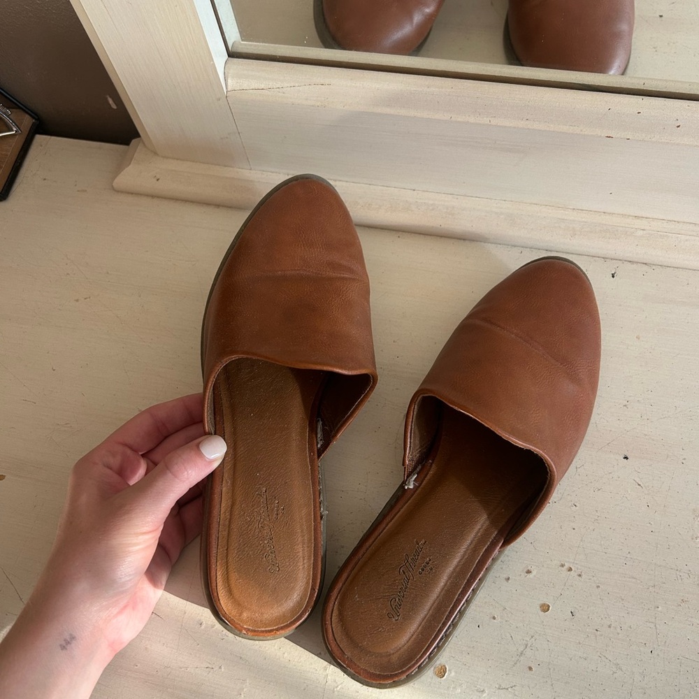 Brown Leather Women's Mules